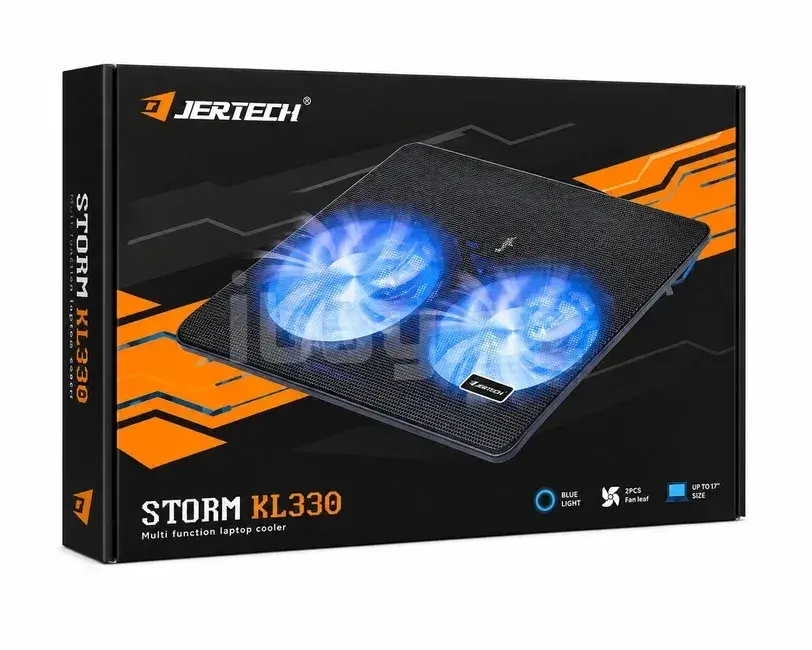 Охлаждающая Подставка JERTECH STORM KL330 – 2 Больших Вентилятора, LED, Для Ноутбуков до 17″