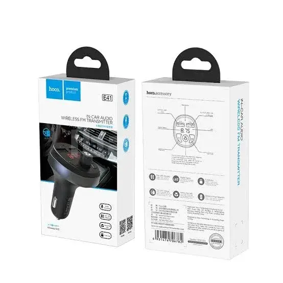 Hoco e41 Bluetooth 4.2 FM Transmitter – 2 USB Şarj Portu,