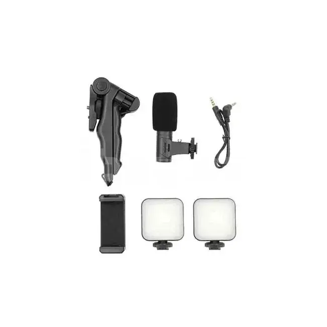Plokama PK-778 Vlogger Video Çəkiliş Dəsti – 2×7W LED İşıq, 3.5 mm Mikrofon, Mini Tripod və Telefon Tutacağı 3