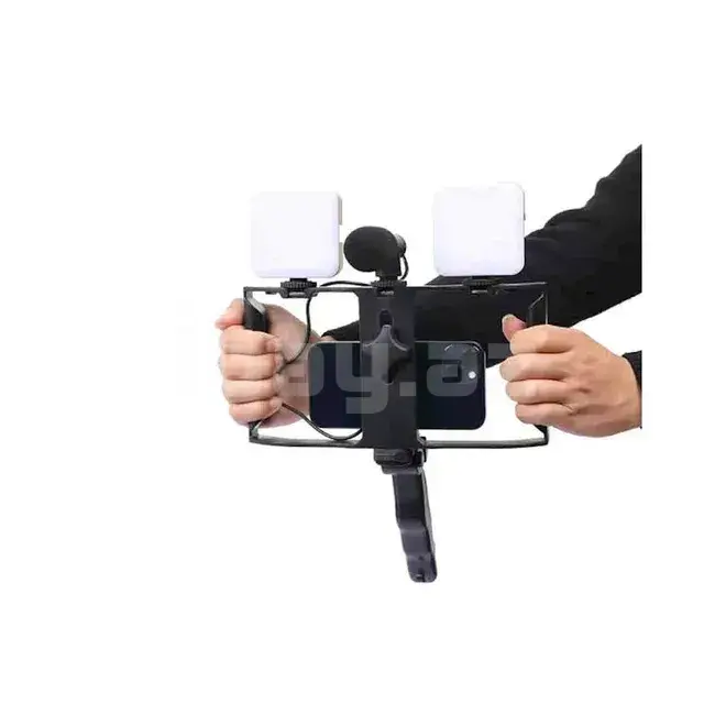 Plokama PK-778 Vlogger Video Çəkiliş Dəsti – 2×7W LED İşıq, 3.5 mm Mikrofon, Mini Tripod və Telefon Tutacağı 2