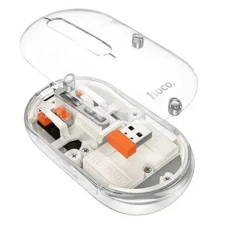 Hoco GM35 Simsiz Mouse – Şəffaf Gövdə, Rəngli İşıqlandırma, 2