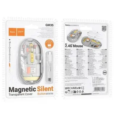 Hoco GM35 Simsiz Mouse – Şəffaf Gövdə, Rəngli İşıqlandırma, 1