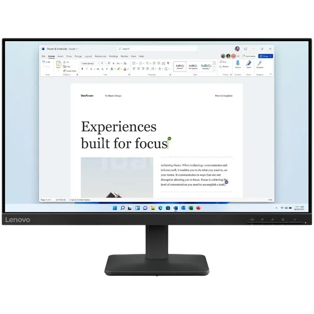 Lenovo L24-4e 23.8" FHD 100Hz – IPS Monitor, Anti-glare, Ev və İş