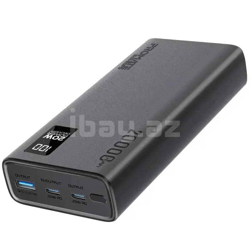 Promate BOLT-20PD 20000mAh Power Bank 20W – USB-C PD, QC 3.0, Qara