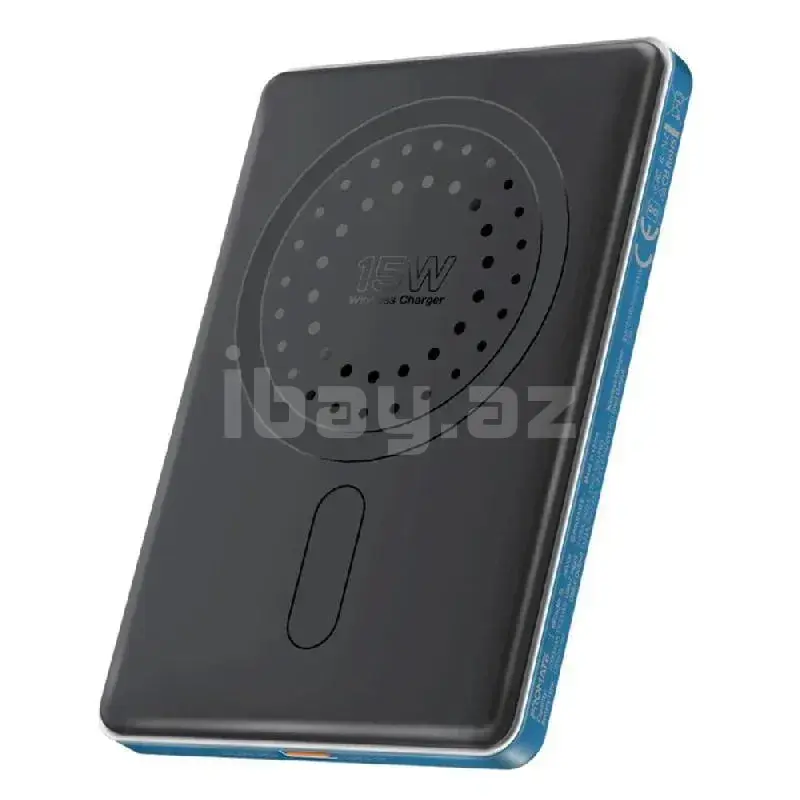 Promate Blade-5 5000mAh 15W Беспроводной Power Bank – MagSafe, 20W USB-C, Blue 1