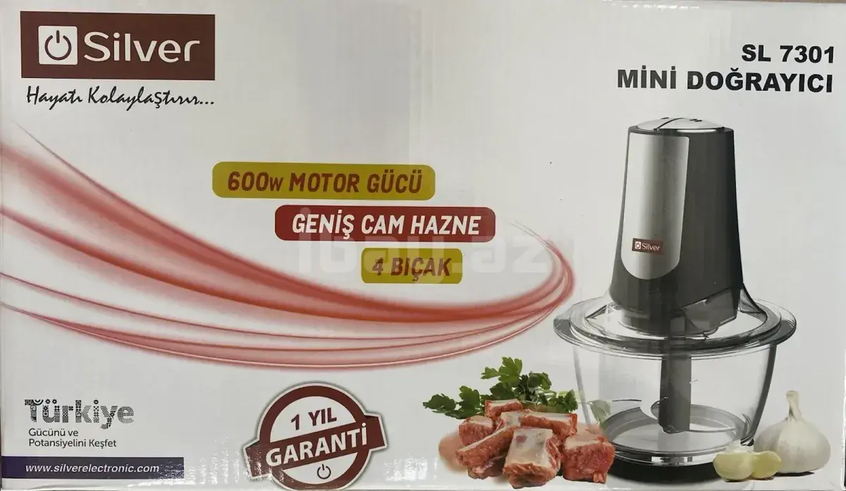Silver SL-7301 Mətbəx Doğrayıcısı – 2 Sürətli Elektrik Doğrayıcı