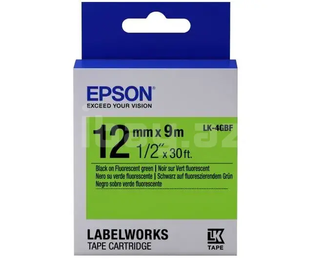 Epson LK-4GBF C53S654018 Fluorescent Black/Green Флуоресцентная лента 12 мм x 9 м