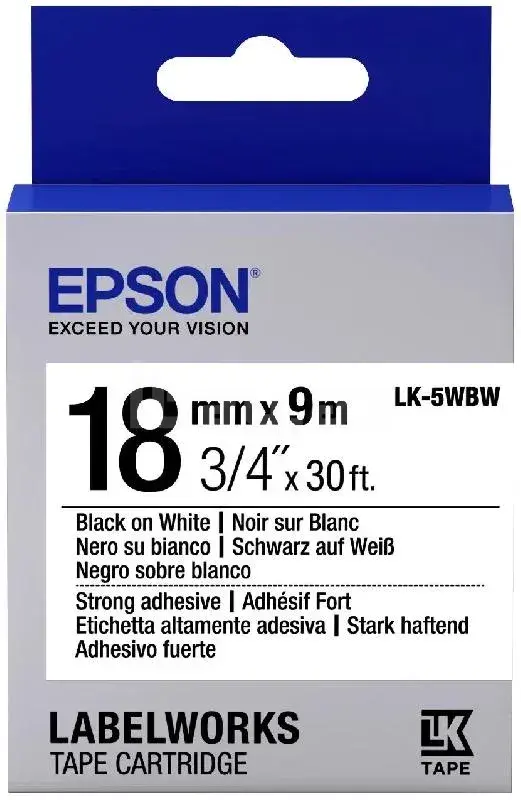 Epson LabelWorks LK-5WBW C53S655012 Strong Adhesive Лента для этикеток 18 мм x 9 м