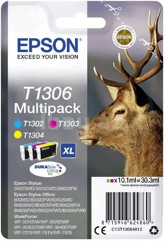 Epson T1306 C13T13064012 Ultra 3 Rəng XL Original Mürəkkəb Multipack 30.3 ml
