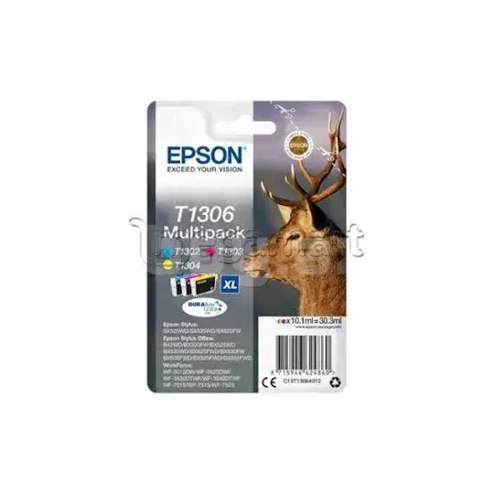Epson T1306 C13T13064012 Ultra 3 Rəng XL Original Mürəkkəb Multipack 30.3 ml 2
