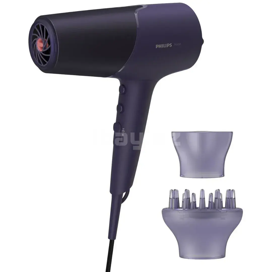 Фен Philips – 2300 Вт, ионизация, 6 режимов, 2 насадки, фиолетовый 1