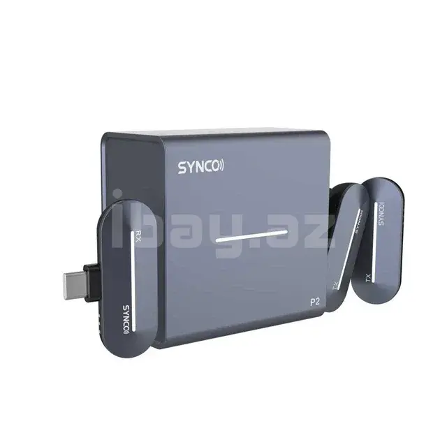 SYNCO P2S T Simsiz Yaxa Mikrofon Sistemi (2 Nəfərlik, Power Bank Keys ilə)