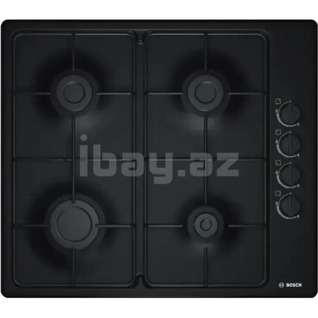 Bosch PBP6C6K80Q Газовая Варочная Панель – 4 Конфорки, Чугунные Решётки