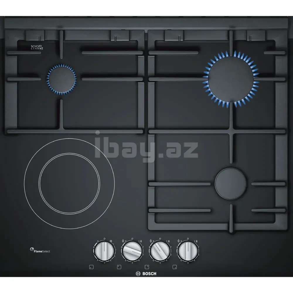 Bosch PRY6A6B70Q Комбинированная Варочная Панель – Газ + Электричество, 4 Зоны
