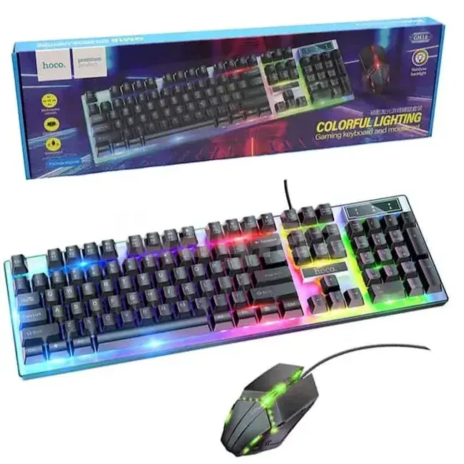 HOCO GM18 Simli Klaviatura və Siçan Dəsti Gaming LED USB