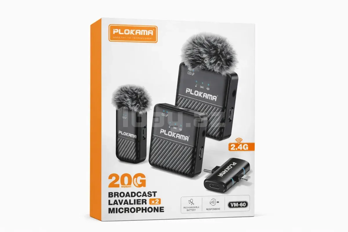 Plokama AirVoice VM-60 Беспроводной Петличный Микрофон 2x Lavalier 2.4GHz Type-C