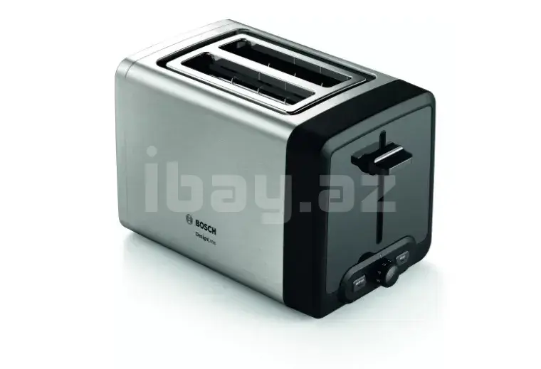 Bosch TAT4P420 DesignLine Тостер 970 Вт – 8 степеней обжаривания, 2 ломтика, металлик 1