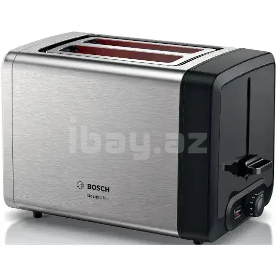 Bosch TAT4P420 DesignLine Тостер 970 Вт – 8 степеней обжаривания, 2 ломтика, металлик 2