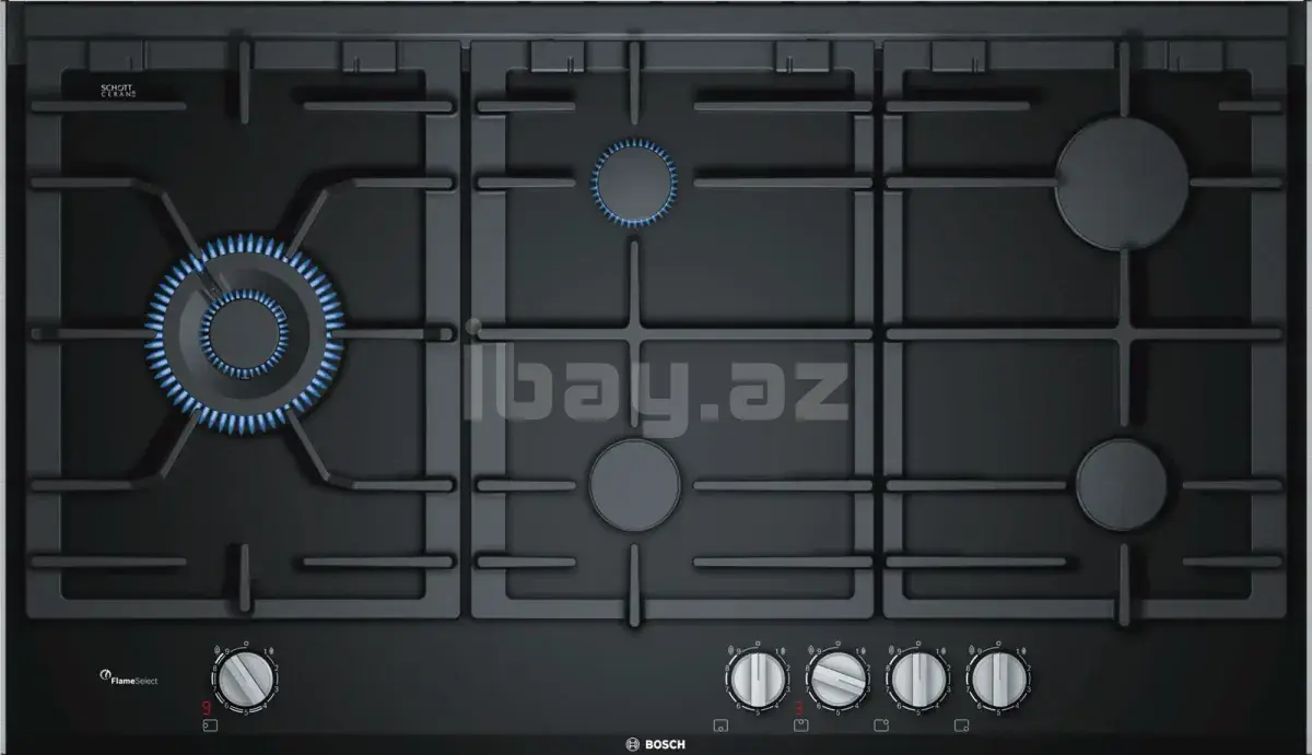 BOSCH PRS9A6D70M Bişirmə Paneli – 5 Gözlü Qaz, WOK, Şüşə Keramika