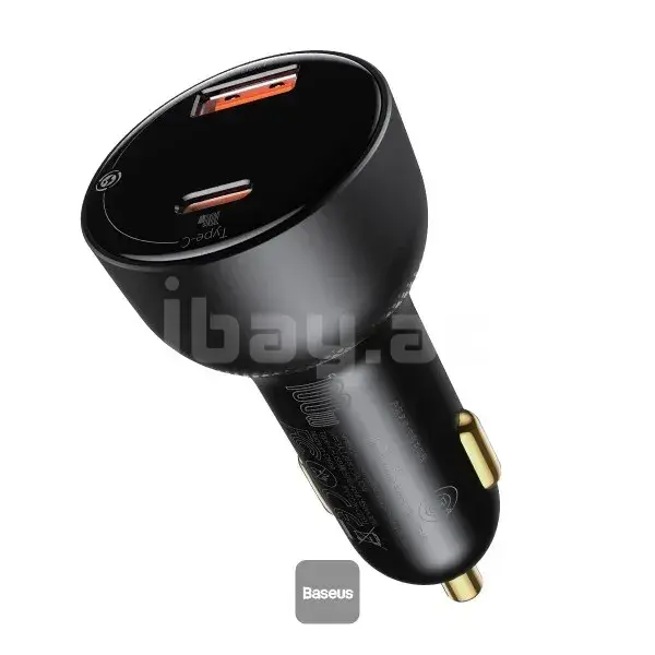 Baseus 100W Dual Port Car Charger USB-A + Type-C Avtomobil Şarj Cihazı Qara 1