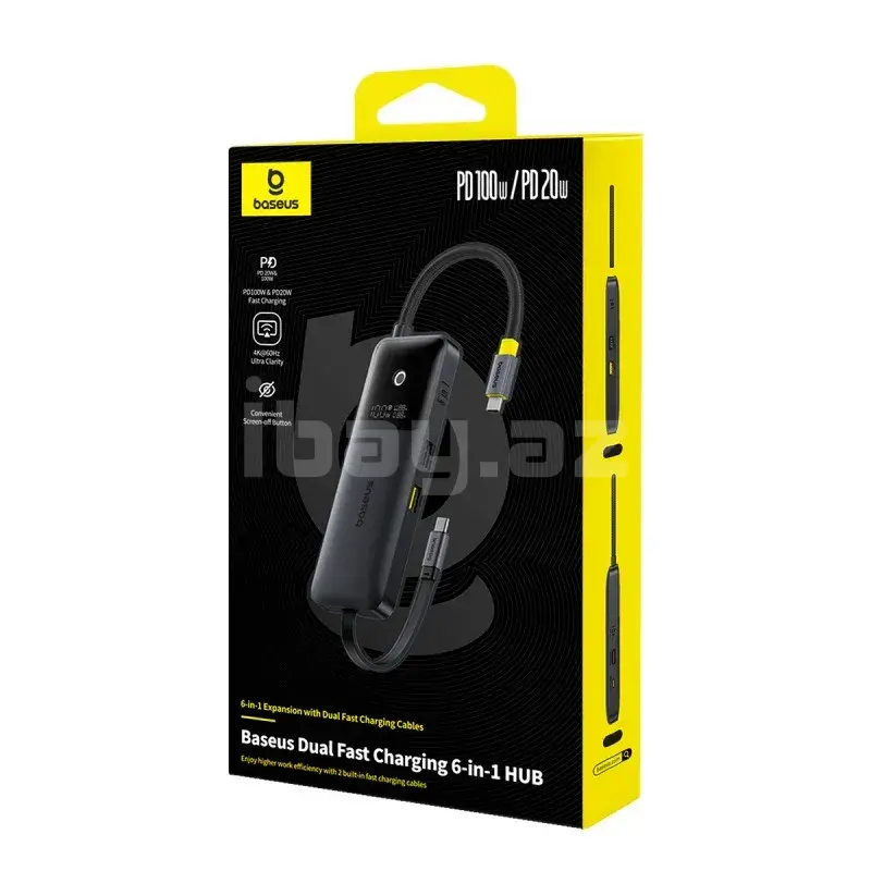 Baseus Dual Fast Charging 6-in-1 HUB Многофункциональный USB-C хаб