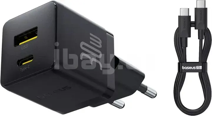 Baseus Palm Fast Charger C+U 30W Адаптер USB-C и USB-A с кабелем