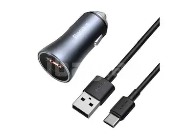 Автомобильное зарядное устройство Baseus Golden Contactor Pro Dual USB + USB-C Black