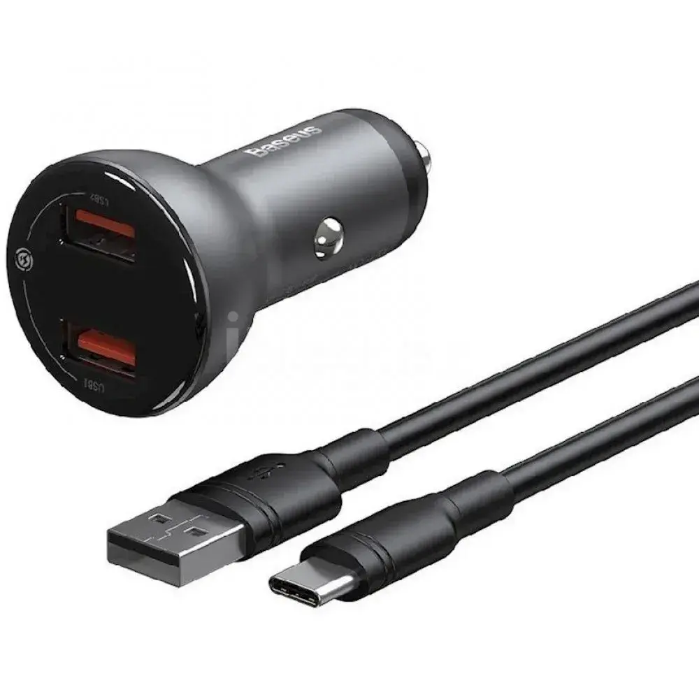 Avtomobil şarj cihazı Baseus TZCCBX-B0G Dual USB 4.8A Aluminium Alloy Black