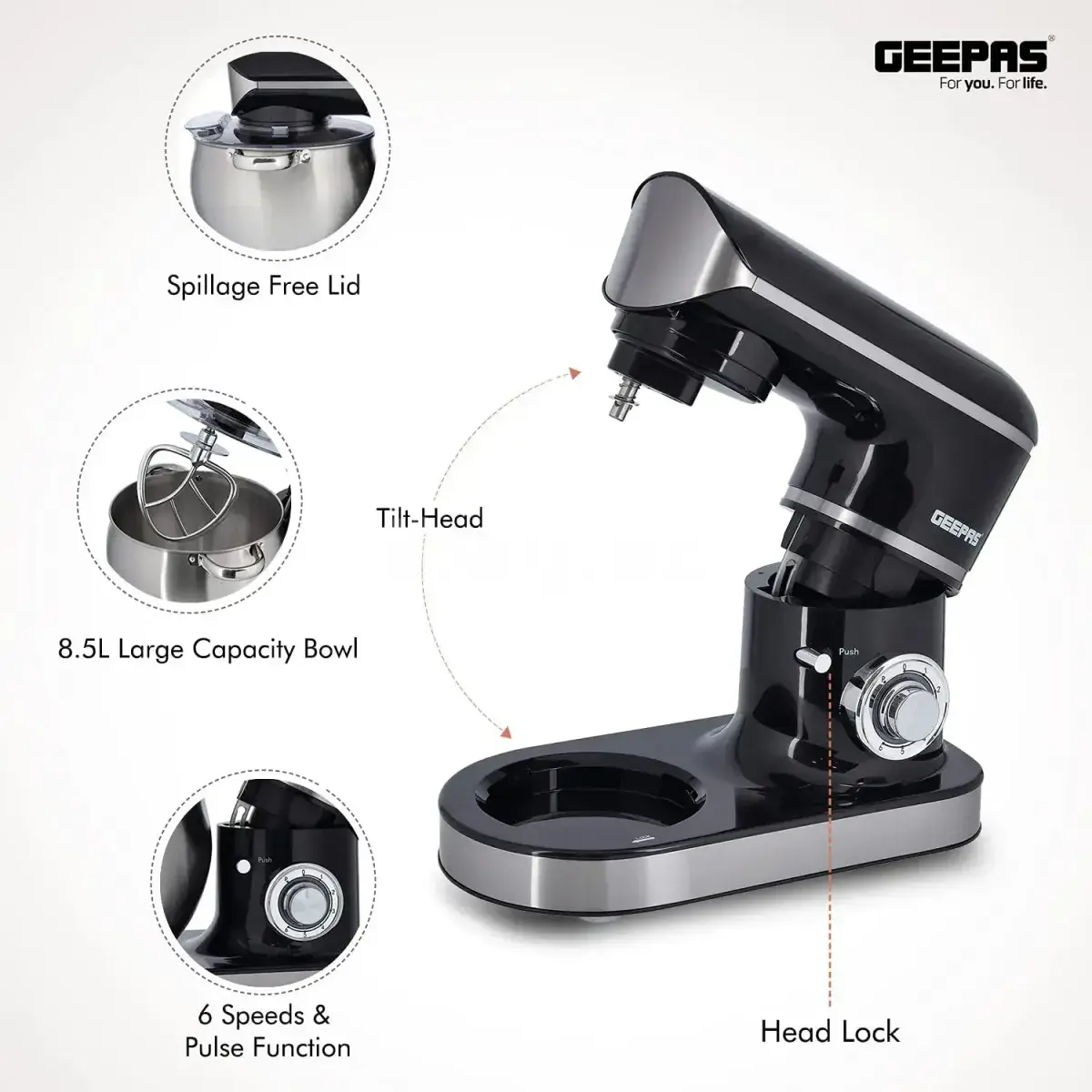 Профессиональный кухонный робот (Планетарный миксер) Geepas GSM43040 2