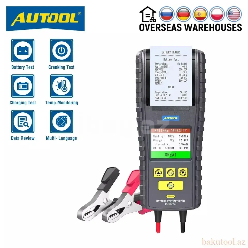 Профессиональный тестер автомобильных аккумуляторов Autool BT860