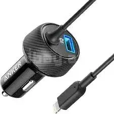 Автомобильное зарядное устройство Anker PowerDrive 2 Elite со встроенным кабелем Lightning