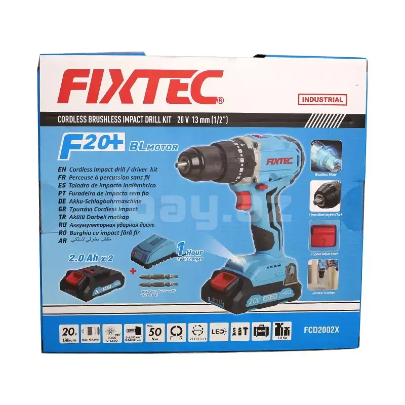 FIXTEC FCD20LFX 20V 45 Nm Akkumulyatorlu Zərbəli Drel-Vintaçan 3