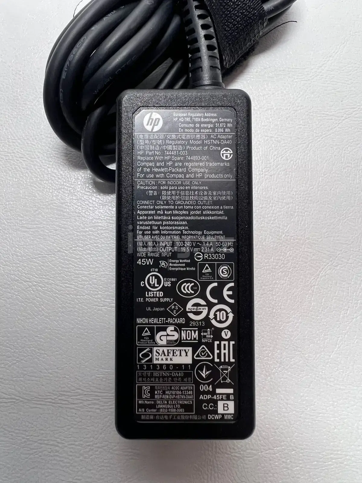 HP 45W Large Tip Original Noutbuk Adapteri 7.5x5.5mm 2.3A 2