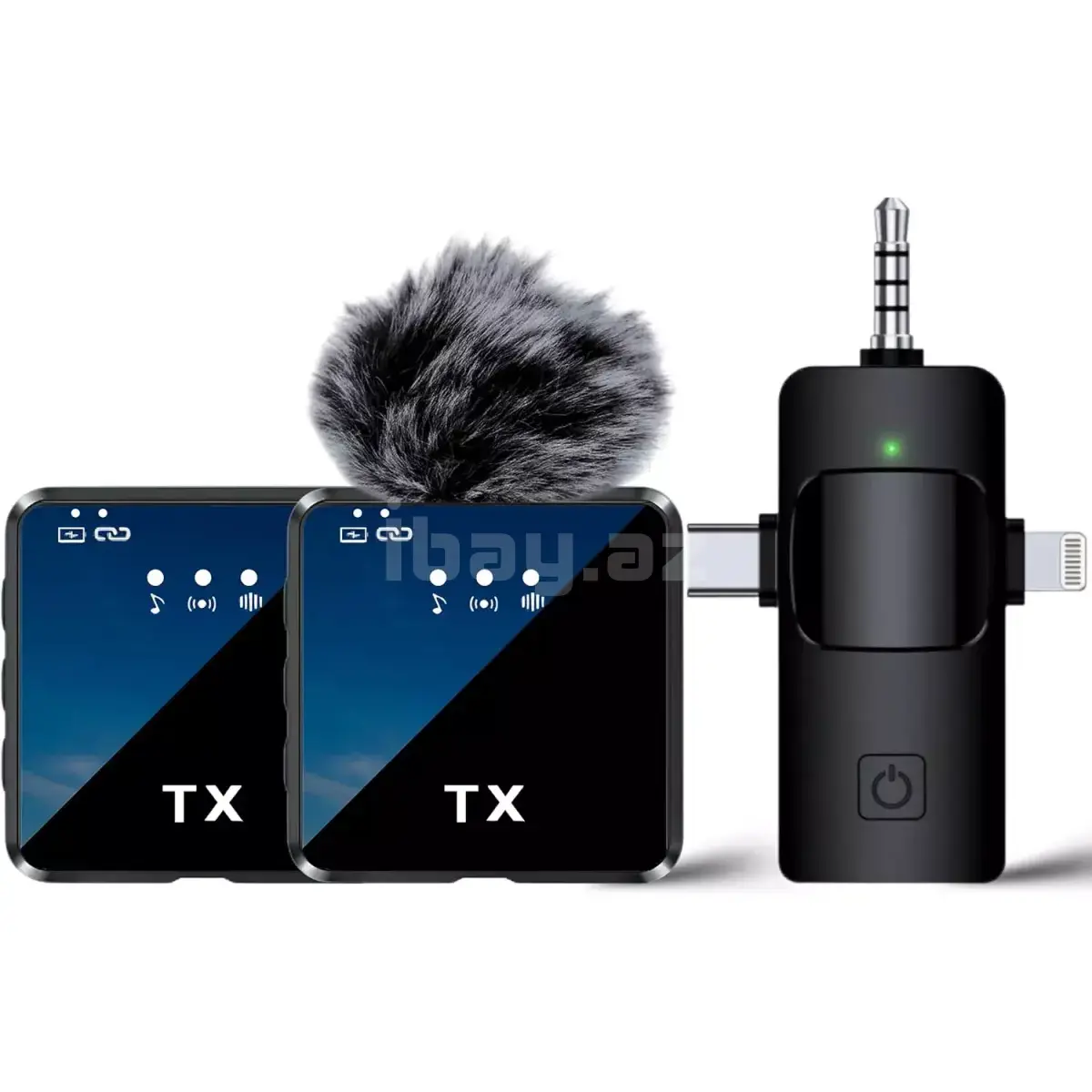 F11-2TX Simsiz Mikrofon 3-in-1 Type-C iPhone Android Dual TX