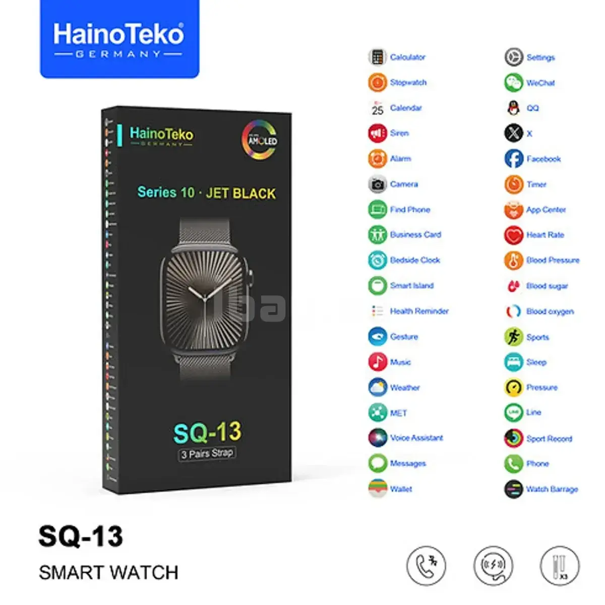 Haino Teko Series 10 Q13 Smart Saat Bluetooth Zəng Sağlamlıq Monitoru Fitness