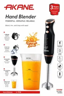 Əl Blenderi Akane A.793B 1550W Yüksək Güclü Paslanmaz Polad Bıçaqlı Professional Püre və Smuzi Qarışdırıcı