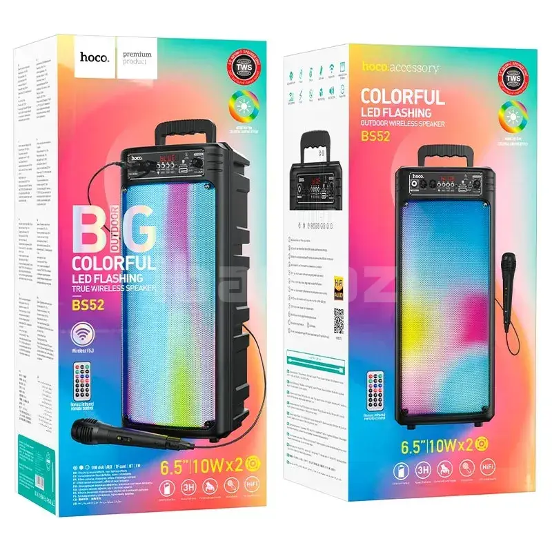 HOCO BS52 Billowing Портативная Караоке-Колонка 20W RGB с Микрофоном