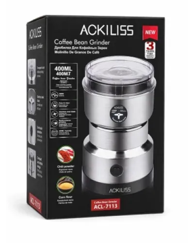 Qəhvəüyüdən Ackiliss ACL-7113 Silver Paslanmaz Polad Bıçaqlı Elektrikli Ədviyyat Üyüdən