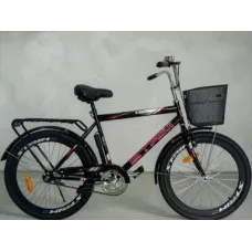 Velo Stream ABC 24" İdman Velosipedi 40mm Profil Diskli (8-12 Yaş, Qara/Qırmızı)