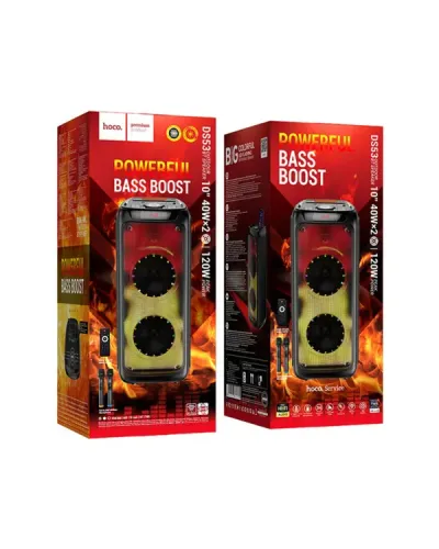 HOCO DS53 Flame Light Karaoke Dinamik 120W RGB 2 Mikrofon