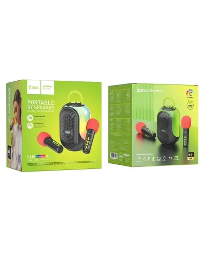 HOCO DS68 Portativ Karaoke Dinamik 10W RGB 2 Simsiz Mikrofon