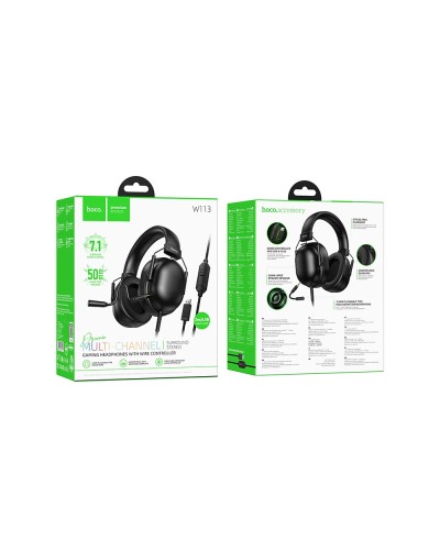 HOCO W113 USB Gaming Qulaqlıq 7.1 Surround Mikrofonlu Qara