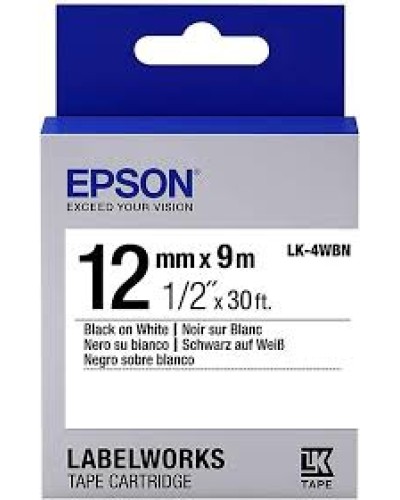 Epson LK-4WBN C53S654021 Black/White Оригинальная лента для этикеток 12 мм x 9 м