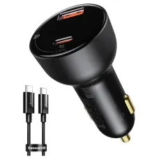Avtomobil üçün şarj cihazı Baseus Superme Digital Display 100W PPS Dual Quick Charger Car Charger USB-C + USB