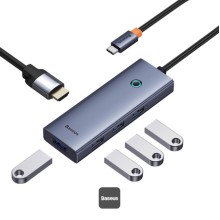 Baseus Flite Series 5-in-1 USB-C Hub B00052809813-00 – 4x USB 3.0, 4K HDMI, Type-C Docking Station Grey