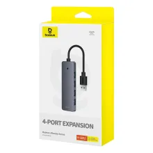Baseus UltraJoy Series 4-Port HUB Lite 15cm USB-A/USB-C Hub Space Grey
