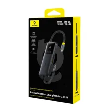 Baseus Dual Fast Charging 6-in-1 HUB Çoxfunksiyalı USB-C Dok Stansiya Cosmic Black
