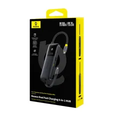 Baseus Dual Fast Charging 6-in-1 HUB Çoxfunksiyalı USB-C Dok Stansiya Cosmic Black