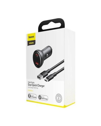 Baseus Smart Digital Display Dual USB CCBX-B0G 45W Быстрое автомобильное зарядное устройство
