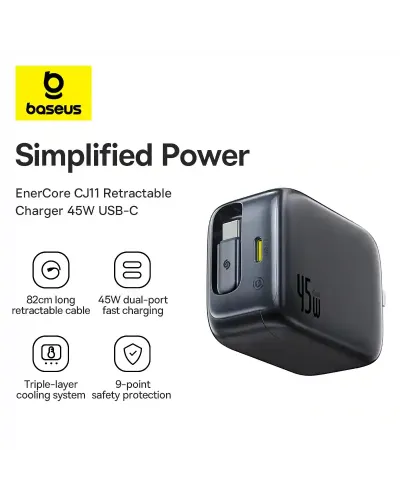 Baseus EnerCore CJ11 2C 45W Зарядное устройство со встроенным кабелем USB-C E0120G00